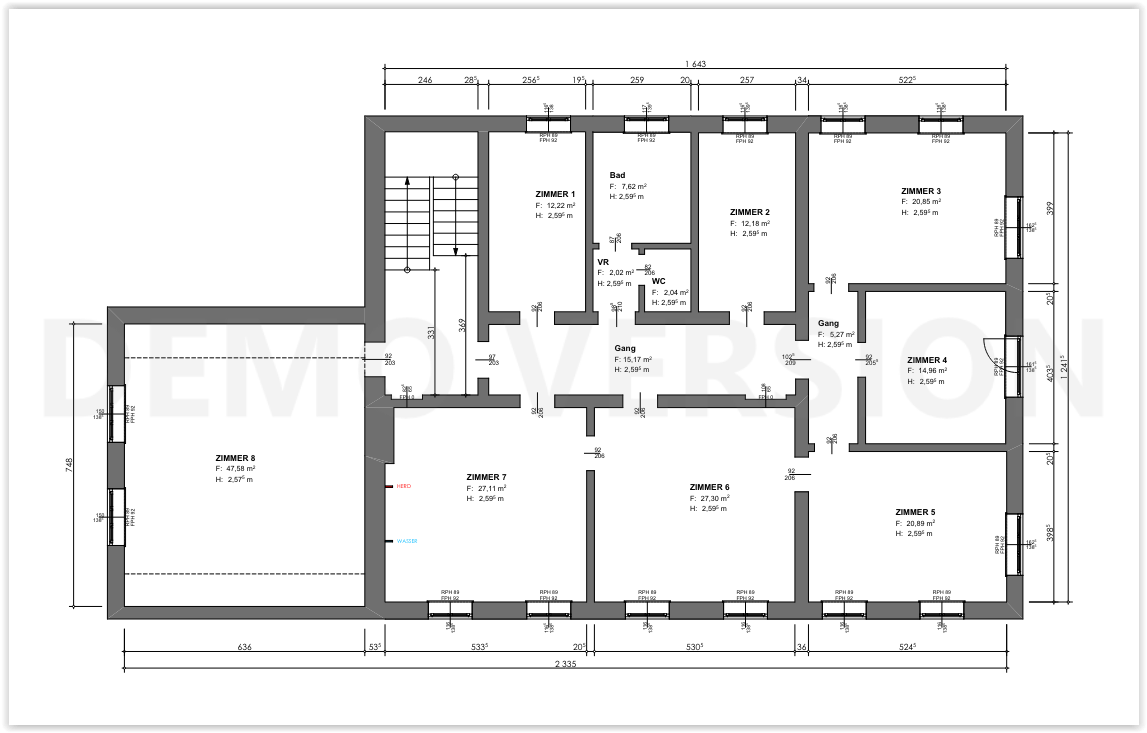 Plan Wohnung Bauernhaus vor Umbau